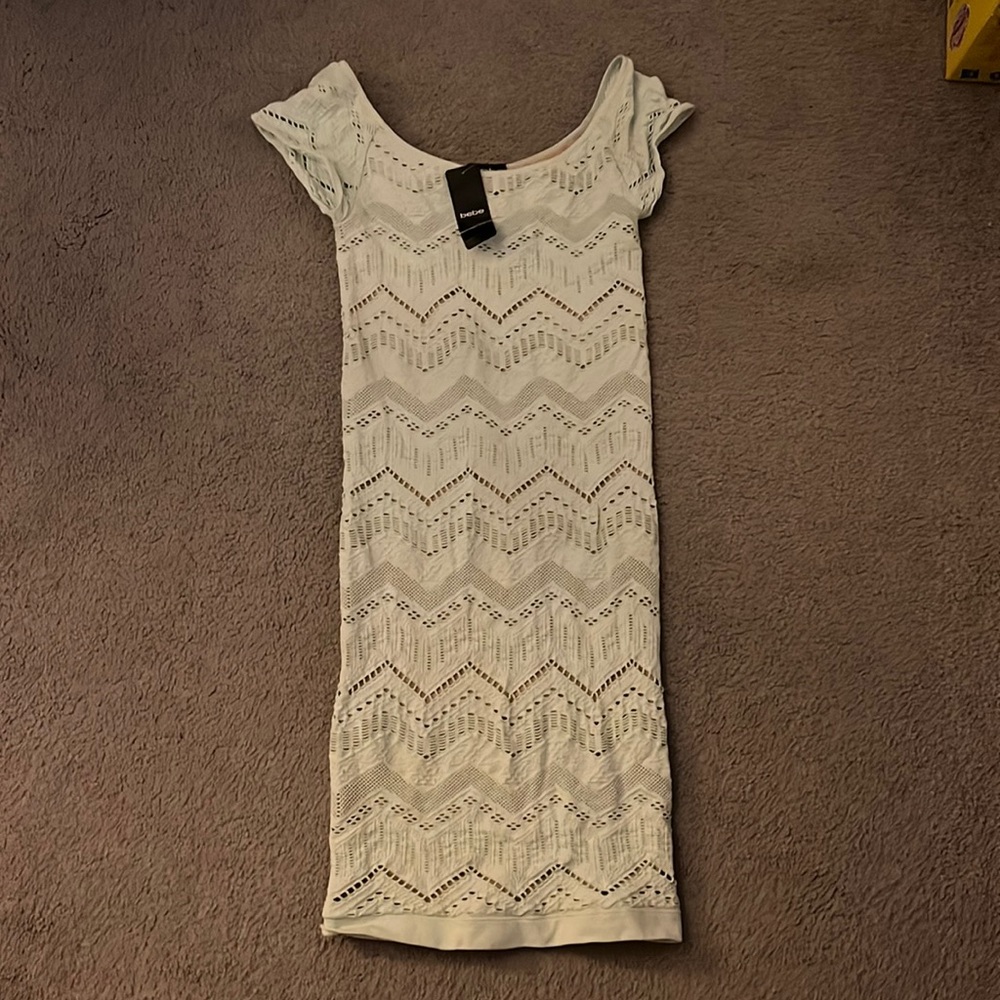 Pale green small petite Bebe dress, with lining on the inside